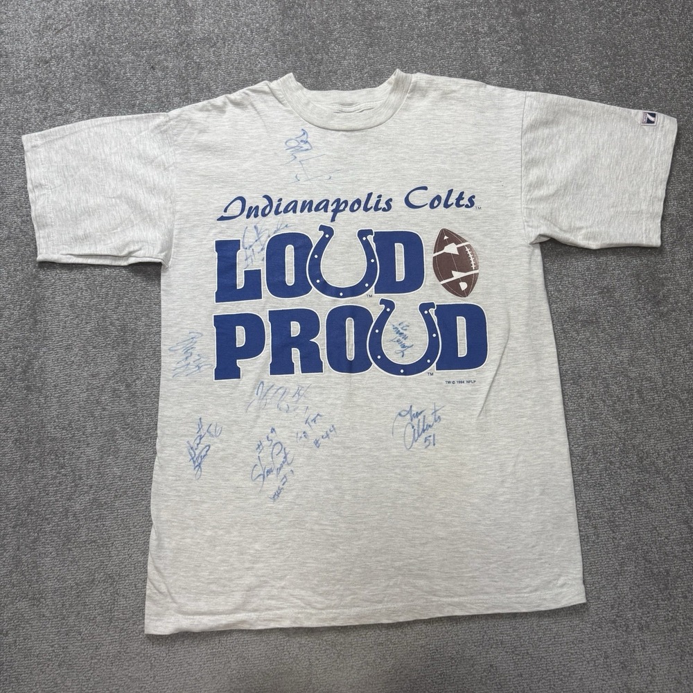 1994 Indianapolis Colts Large T-Shirt w/ Signatures RARE HARBAUGH #12!!! +